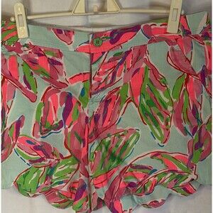 Lilly Pulitzer In The Vias Buttercup Tropical Bright Palm Shorts Womens 8